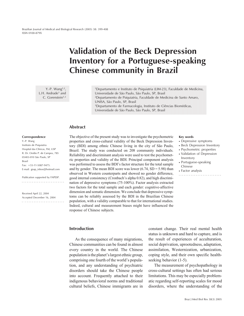 Beck depression inventory bdi pdf free copy download